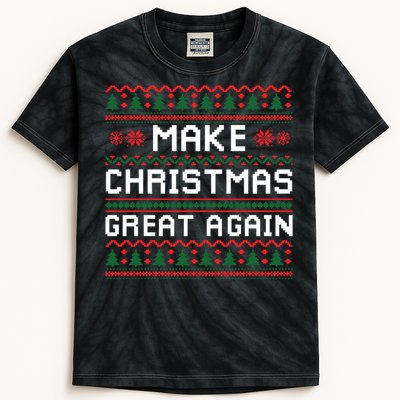 Make Christmas Great Again Trump 2024 Christmas Kids Tie-Dye T-Shirt