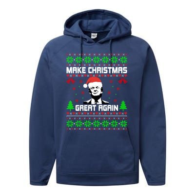 Make Christmas Great Again Donald Trump Ugly Sweater Great Gift Performance Fleece Hoodie