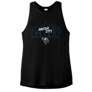 Motor City Grit Skyline With Lion Ladies PosiCharge Tri-Blend Wicking Tank