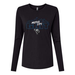 Motor City Grit Skyline With Lion Womens Cotton Relaxed Long Sleeve T-Shirt