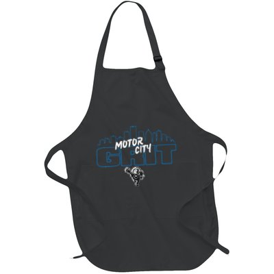 Motor City Grit Skyline With Lion Full-Length Apron With Pockets