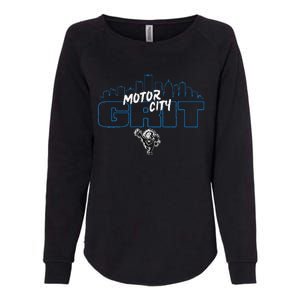 Motor City Grit Skyline With Lion Womens California Wash Sweatshirt