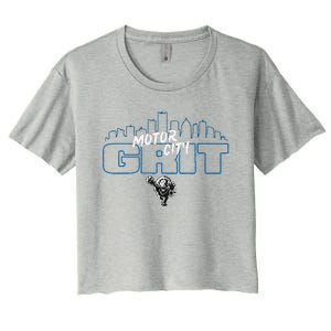 Motor City Grit Skyline With Lion Women's Crop Top Tee