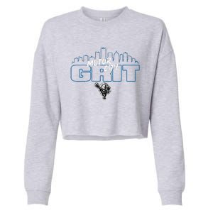 Motor City Grit Skyline With Lion Cropped Pullover Crew