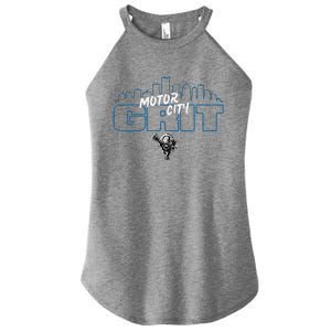 Motor City Grit Skyline With Lion Women's Perfect Tri Rocker Tank