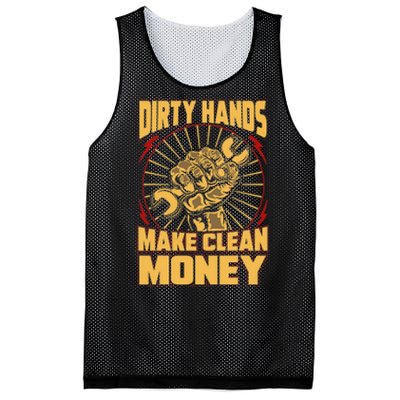 Mechanic Car Guy Dirty Hands Make Clean Money Mesh Reversible Basketball Jersey Tank