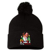 Merry Christmas Gnome Family Christmas Pom Pom 12in Knit Beanie