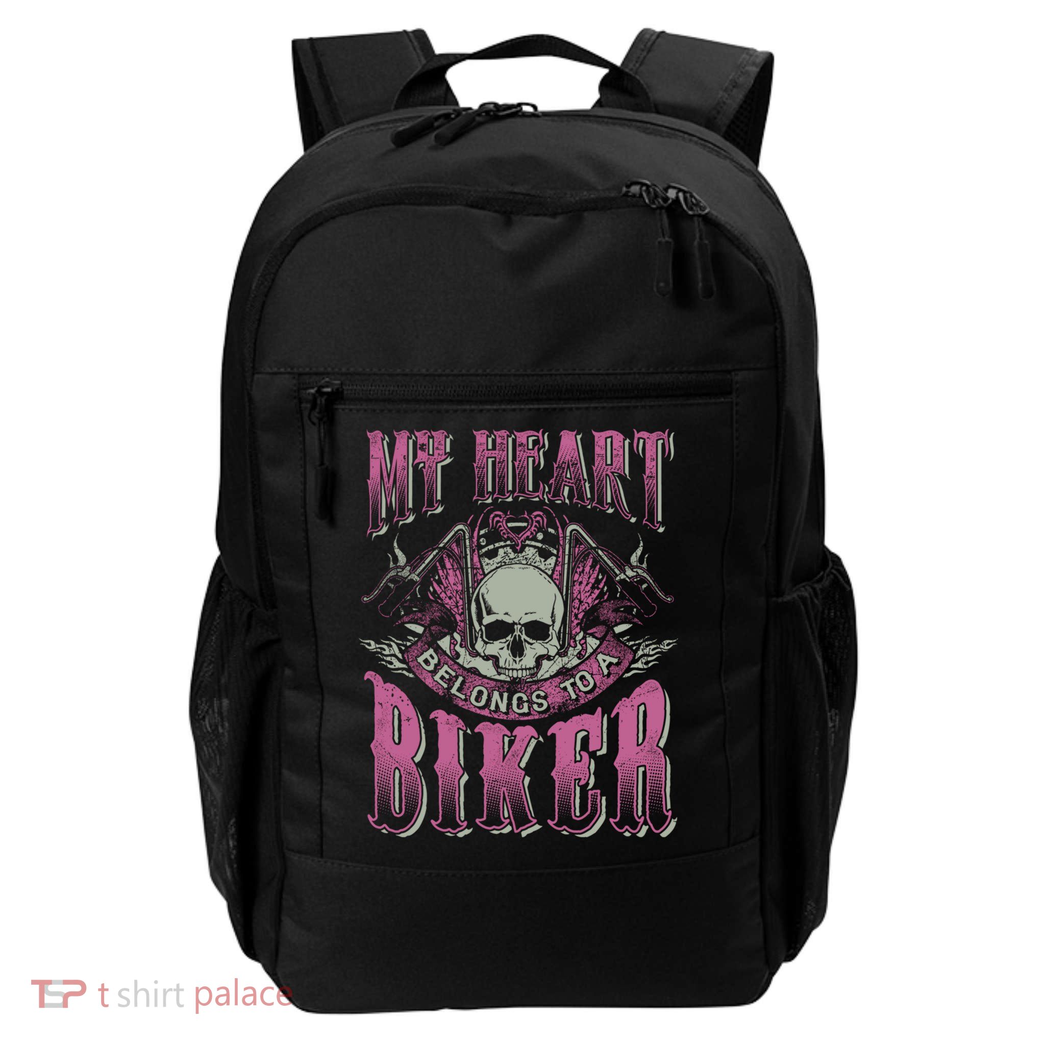 Motorcycle Cool Gift My Heart Belongs To Biker Wife Friend Backpack