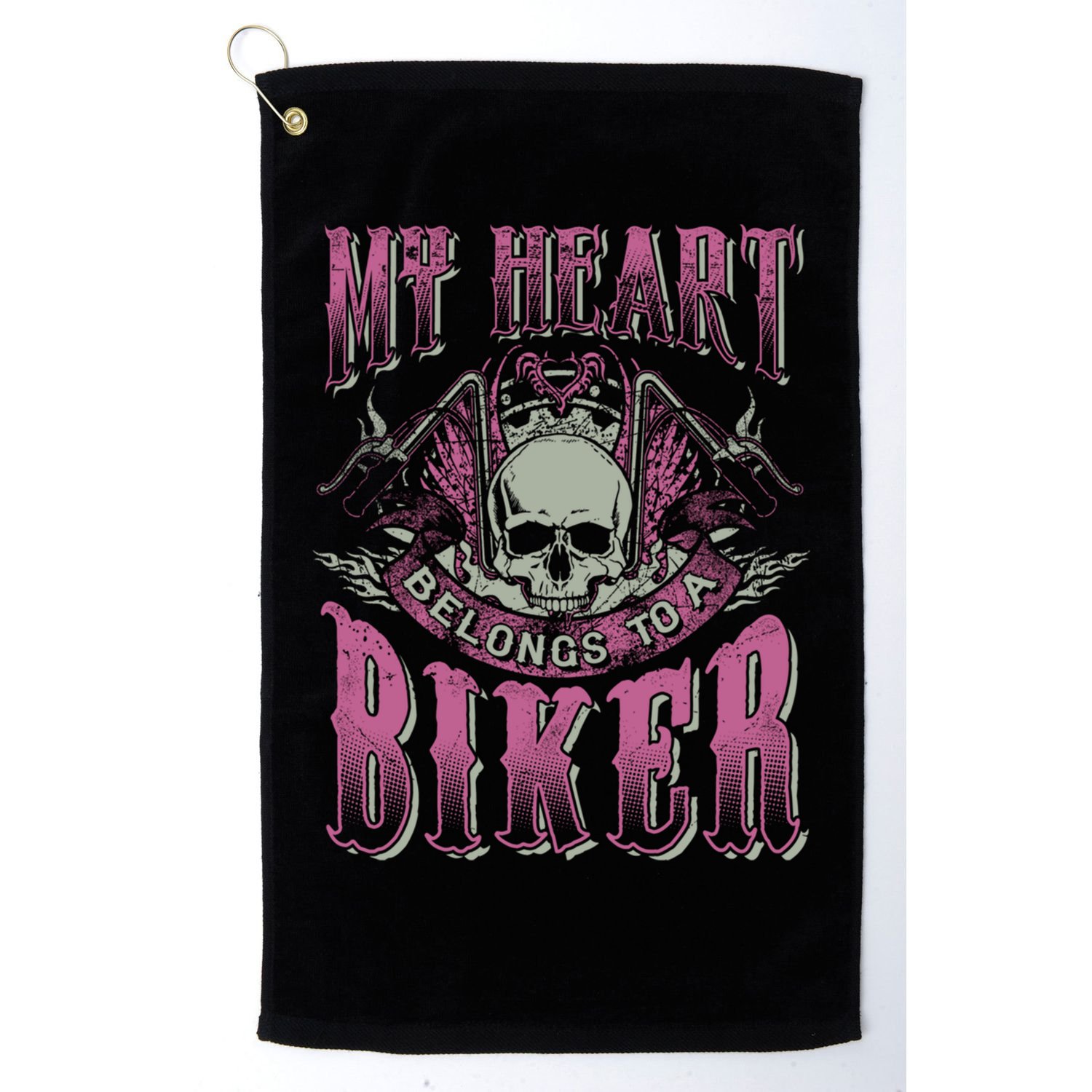 Motorcycle Cool Gift My Heart Belongs To Biker Wife Friend Golf Towel