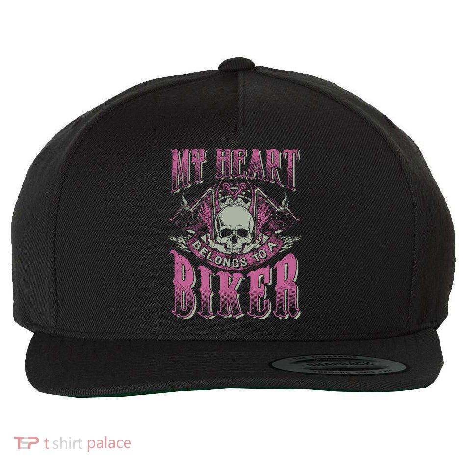 Motorcycle Cool Gift My Heart Belongs To Biker Wife Friend Wool Snapback Cap