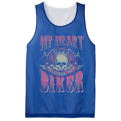 Motorcycle Cool Gift My Heart Belongs To Biker Wife Friend Mesh Reversible Basketball Jersey Tank