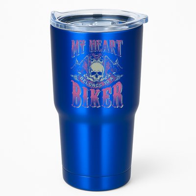 Motorcycle Cool Gift My Heart Belongs To Biker Wife Friend Tumbler