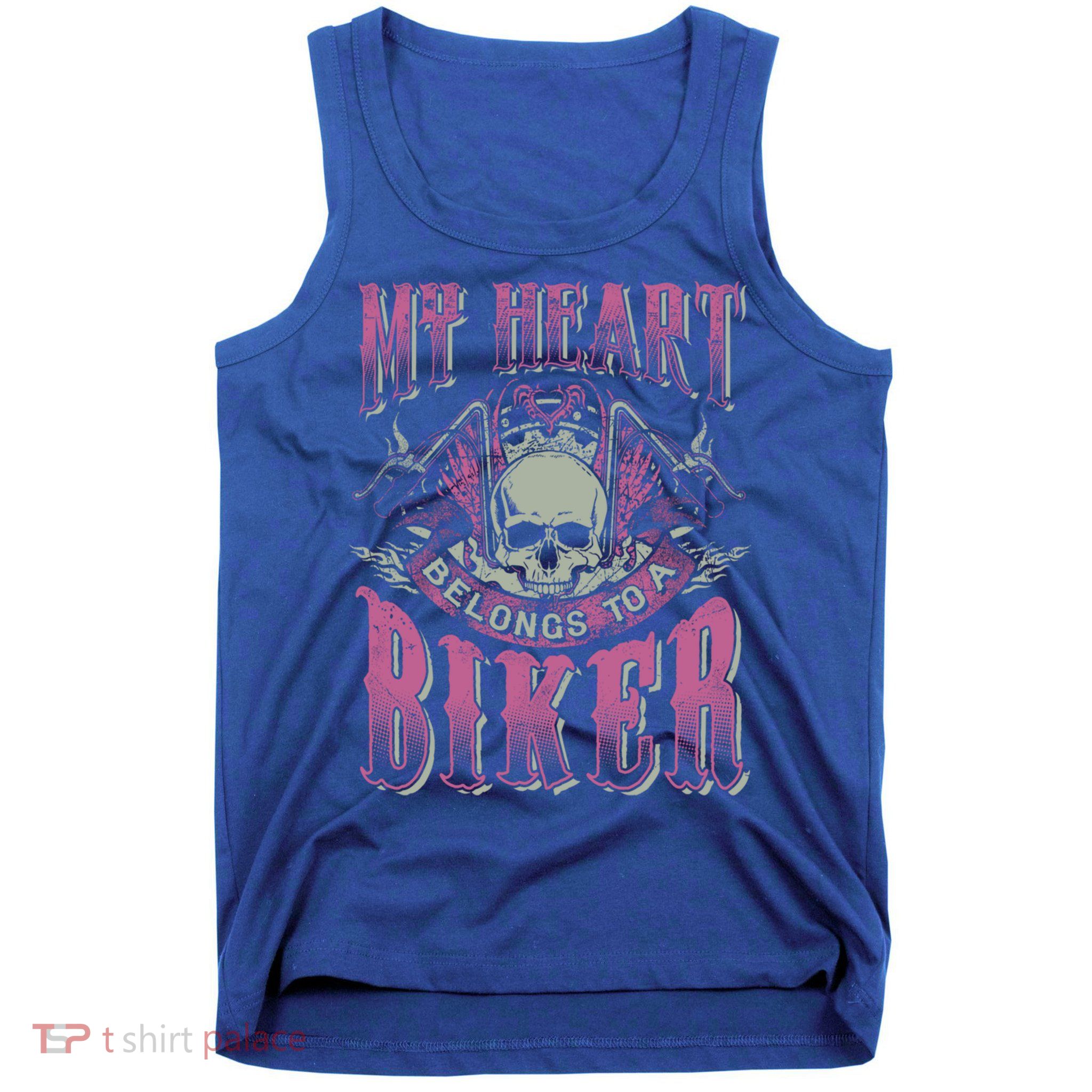 Motorcycle Cool Gift My Heart Belongs To Biker Wife Friend Tank Top