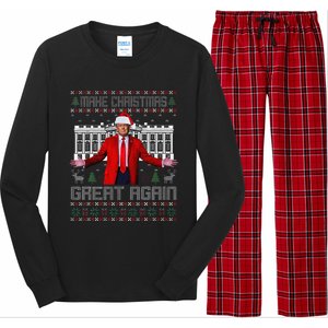 Make Christmas Great Again Ugly Sweaters Funny Trump 47 Xmas (6) Long Sleeve Pajama Set