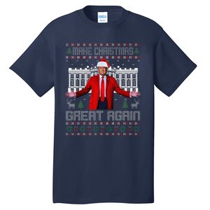 Make Christmas Great Again Ugly Sweaters Funny Trump 47 Xmas (6) Tall T-Shirt