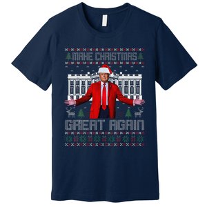 Make Christmas Great Again Ugly Sweaters Funny Trump 47 Xmas (6) Premium T-Shirt