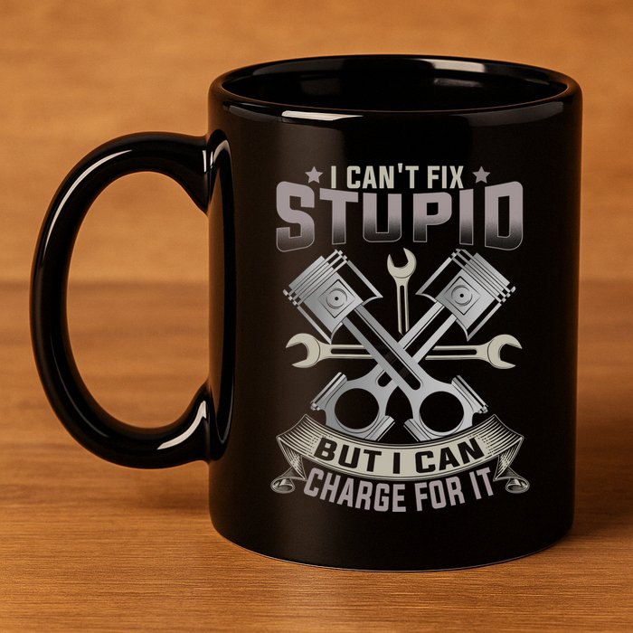 Mechanic Car Guy I Cant Fix Stupid But I Can Charge For It 11oz C Handle Ceramic Mug