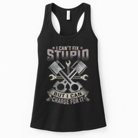 Mechanic Car Guy I Cant Fix Stupid But I Can Charge For It Womens Tank Top