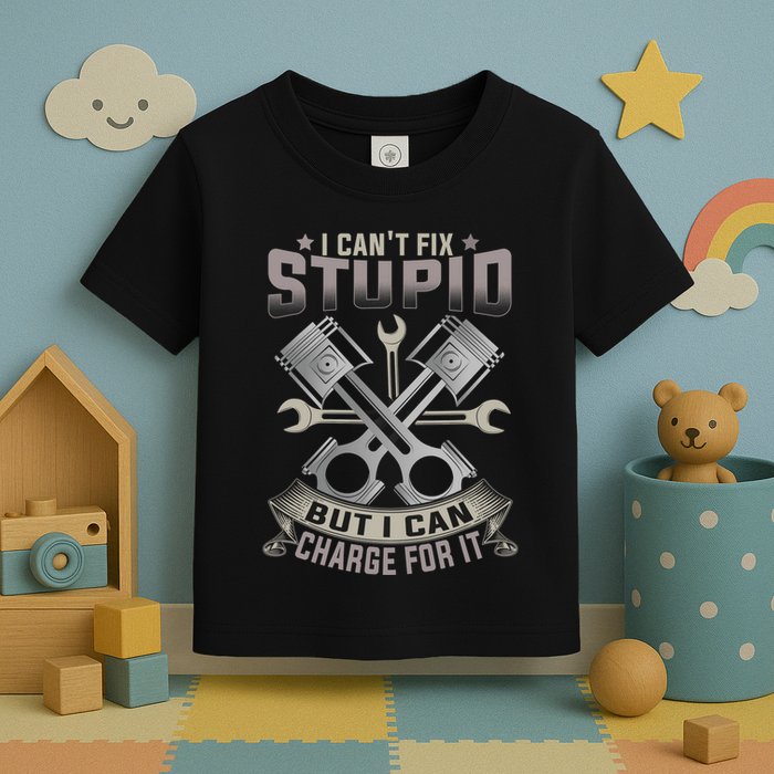 Mechanic Car Guy I Cant Fix Stupid But I Can Charge For It Toddler T-Shirt