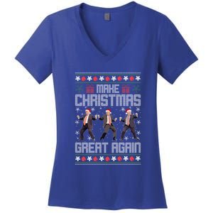 Make Christmas Great Again Santa Trump Dance Ugly Xmas Gift Women's V-Neck T-Shirt