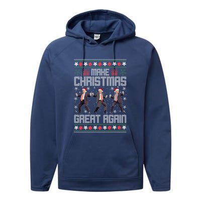 Make Christmas Great Again Santa Trump Dance Ugly Xmas Gift Performance Fleece Hoodie