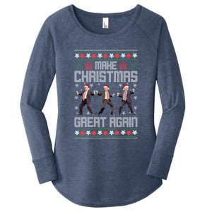 Make Christmas Great Again Santa Trump Dance Ugly Xmas Gift Women's Perfect Tri Tunic Long Sleeve Shirt