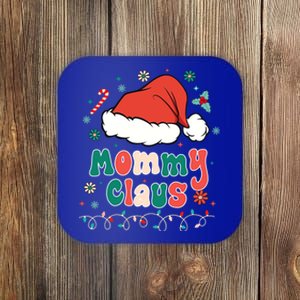 Mommy Claus Gift Groovy Christmas Pajamas For Family Cute Gift Coaster