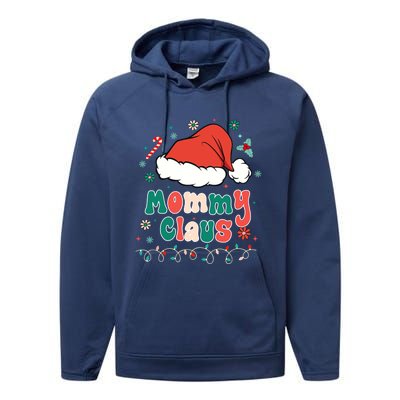 Mommy Claus Gift Groovy Christmas Pajamas For Family Cute Gift Performance Fleece Hoodie