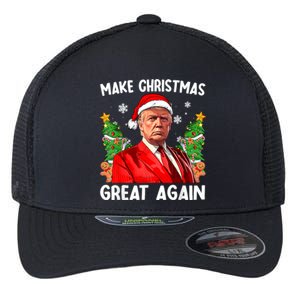 Make Christmas Great Again Funny Santa Trump 2024 Flexfit Unipanel Trucker Cap