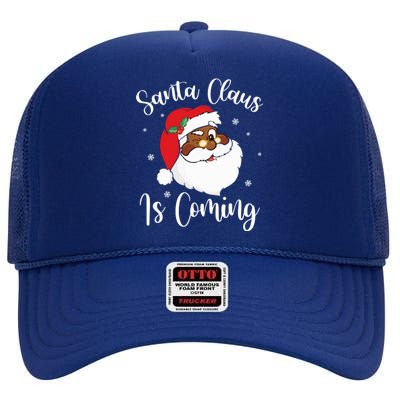 Merry Christmas Gift 2020 Santa Claus Is Coming Gift High Crown Mesh Back Trucker Hat