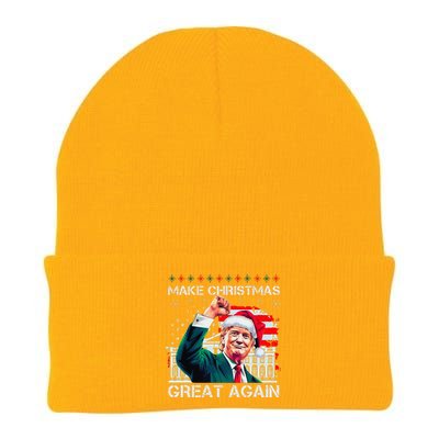 Make Christmas Great Again Funny Santa Trump 2024 Xmas Knit Cap Winter Beanie