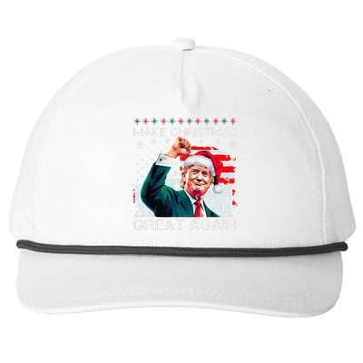 Make Christmas Great Again Funny Santa Trump 2024 Xmas Snapback Five-Panel Rope Hat