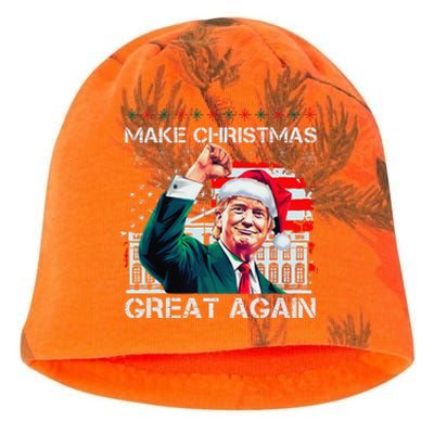 Make Christmas Great Again Funny Santa Trump 2024 Xmas Kati - Camo Knit Beanie