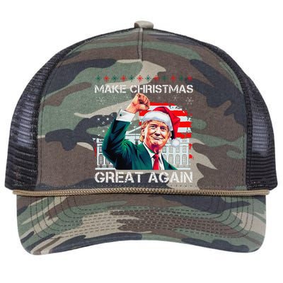 Make Christmas Great Again Funny Santa Trump 2024 Xmas Retro Rope Trucker Hat Cap