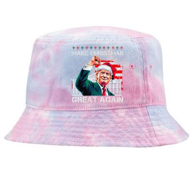 Make Christmas Great Again Funny Santa Trump 2024 Xmas Tie-Dyed Bucket Hat