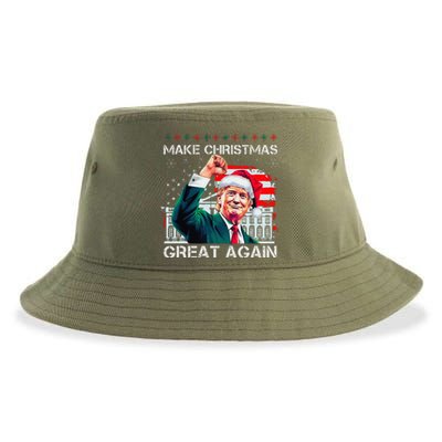 Make Christmas Great Again Funny Santa Trump 2024 Xmas Sustainable Bucket Hat