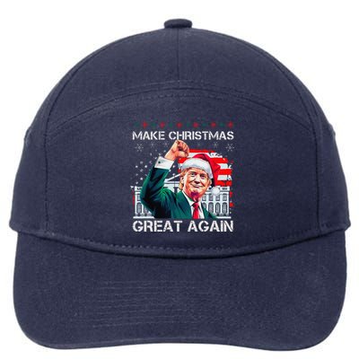 Make Christmas Great Again Funny Santa Trump 2024 Xmas 7-Panel Snapback Hat