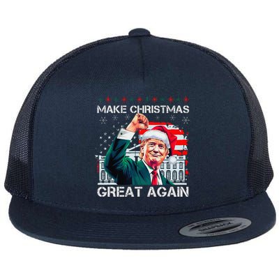 Make Christmas Great Again Funny Santa Trump 2024 Xmas Flat Bill Trucker Hat