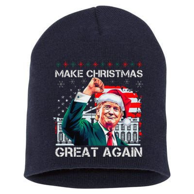 Make Christmas Great Again Funny Santa Trump 2024 Xmas Short Acrylic Beanie