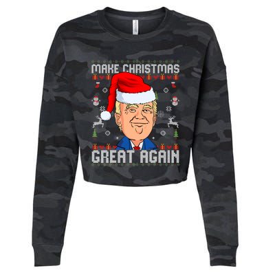 Make Christmas Great Again Trump 2024 Funny Xmas Cropped Pullover Crew