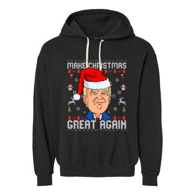 Make Christmas Great Again Trump 2024 Funny Xmas Garment-Dyed Fleece Hoodie