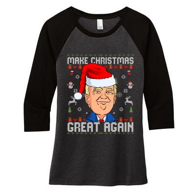 Make Christmas Great Again Trump 2024 Funny Xmas Women's Tri-Blend 3/4-Sleeve Raglan Shirt