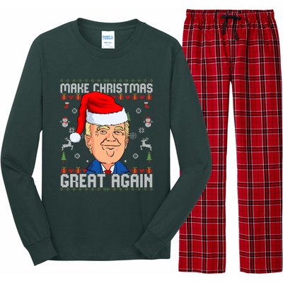 Make Christmas Great Again Trump 2024 Funny Xmas Long Sleeve Pajama Set