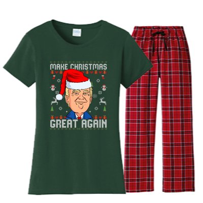 Make Christmas Great Again Trump 2024 Funny Xmas Women's Flannel Pajama Set