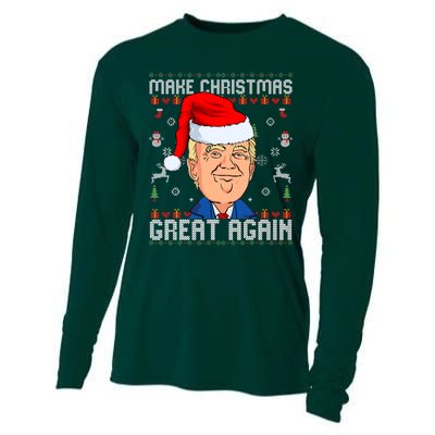 Make Christmas Great Again Trump 2024 Funny Xmas Cooling Performance Long Sleeve Crew