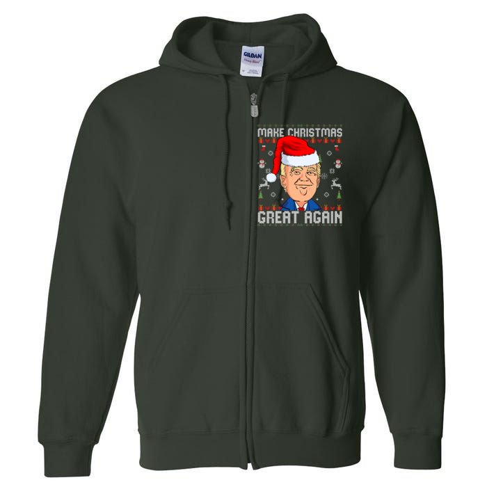 Make Christmas Great Again Trump 2024 Funny Xmas Full Zip Hoodie