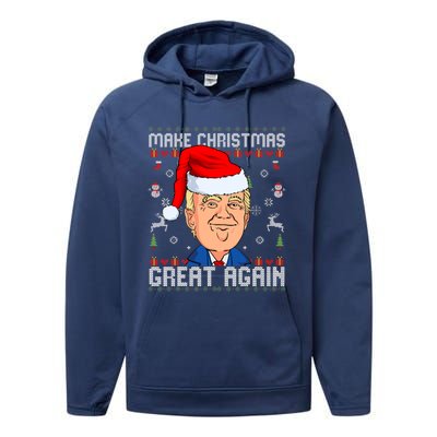 Make Christmas Great Again Trump 2024 Funny Xmas Performance Fleece Hoodie