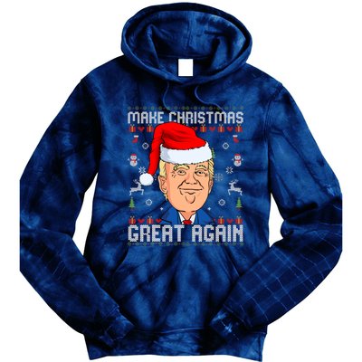 Make Christmas Great Again Trump 2024 Funny Xmas Tie Dye Hoodie