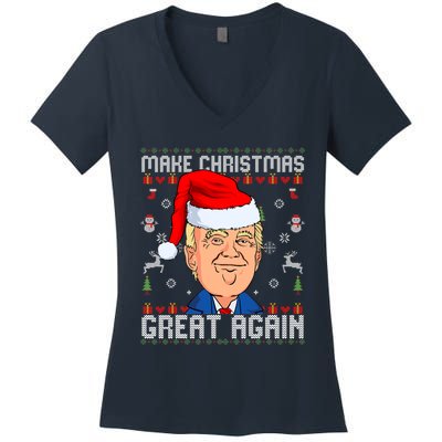 Make Christmas Great Again Trump 2024 Funny Xmas Women's V-Neck T-Shirt