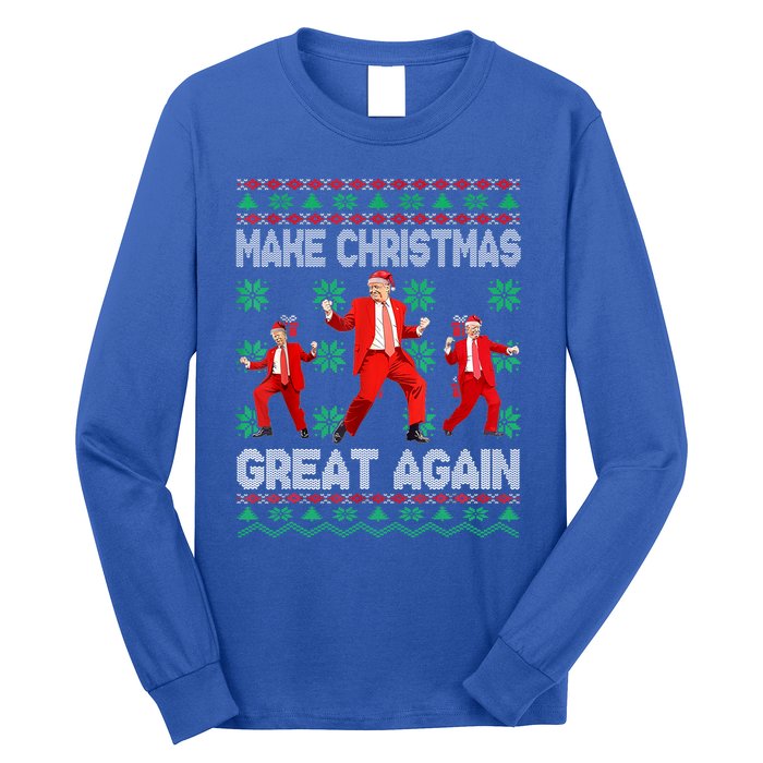 Make Christmas Great Again Santa Trump Dance Xmas Pajamas Gift Long Sleeve Shirt